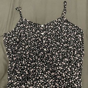 Button front floral cami dress